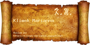 Klimek Marianna névjegykártya